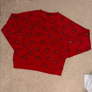 American Eagle Outfitters Red Graphic Crewneck Sweater